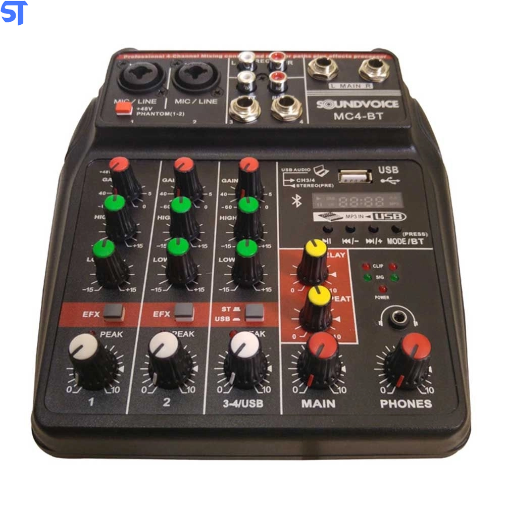 Mesa De Som Com Interface De Áudio Soundvoice Mc4-BT (Usb+bt)